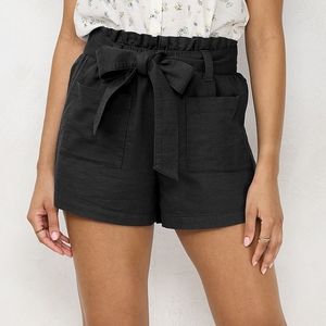 Black Tie Waist Shorts